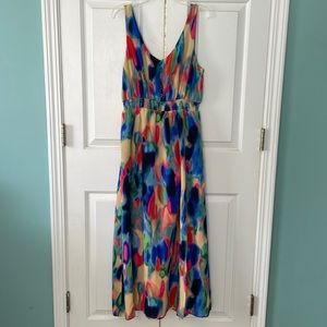 Anthropologie MAEVE watercolor silk sundress